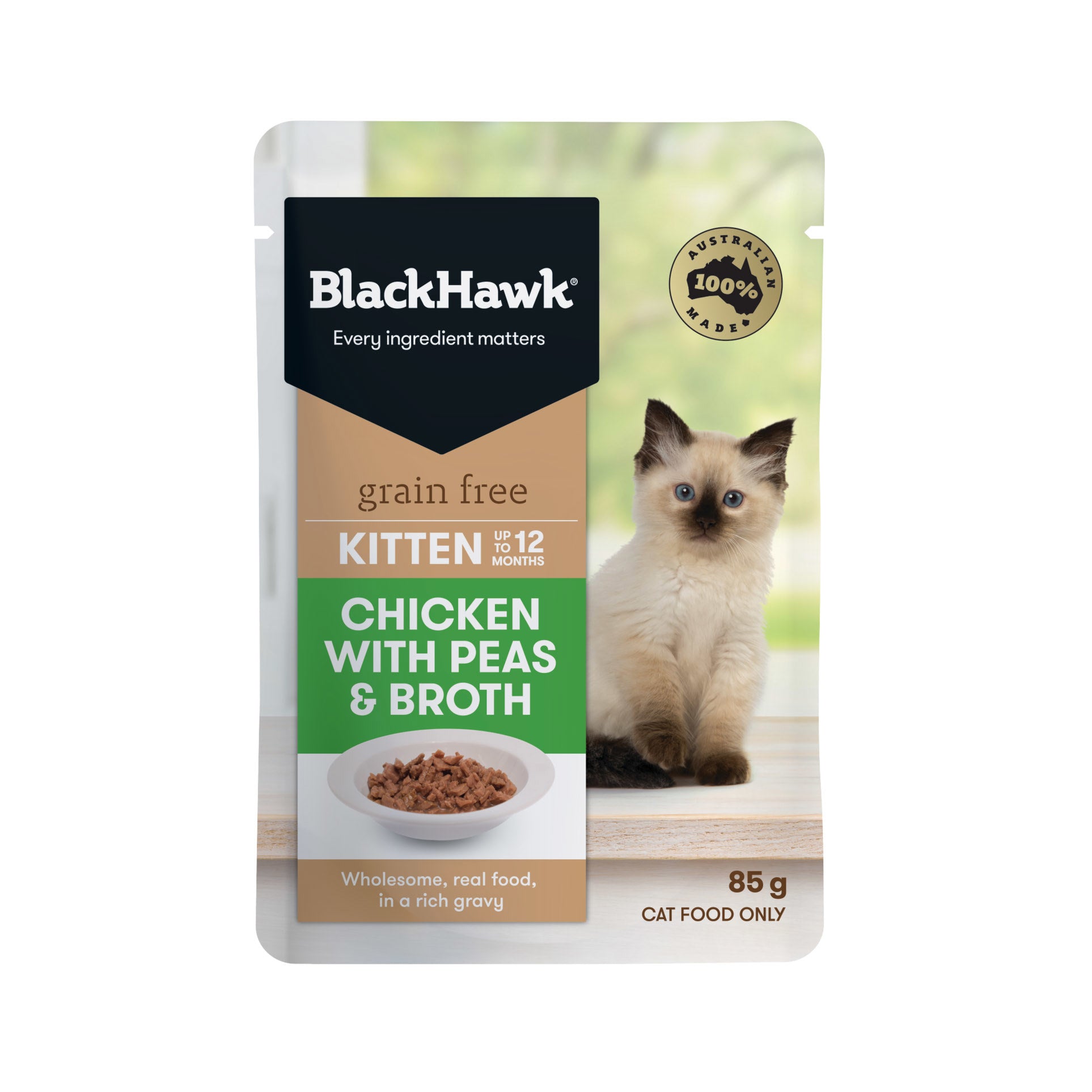 Black Hawk Kitten Chicken Peas Broth Pouch