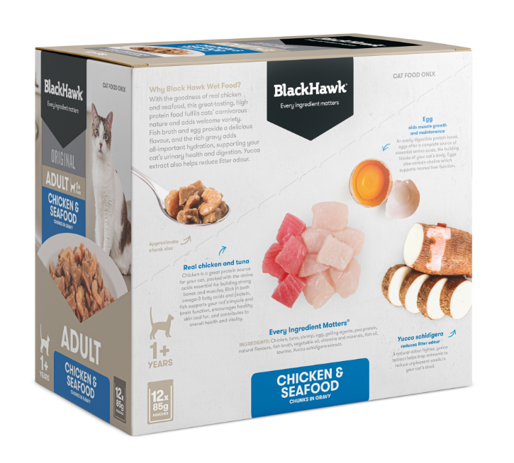 Black Hawk Cat Chicken and Seafood Pouches
