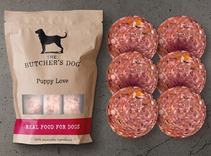 The Butchers Dog Puppy Love Beef and Chicken + Vegetables 6 x 250g Discs