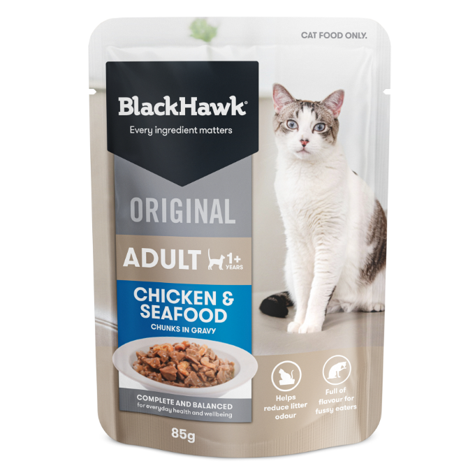 Black Hawk Cat Chicken and Seafood Pouches