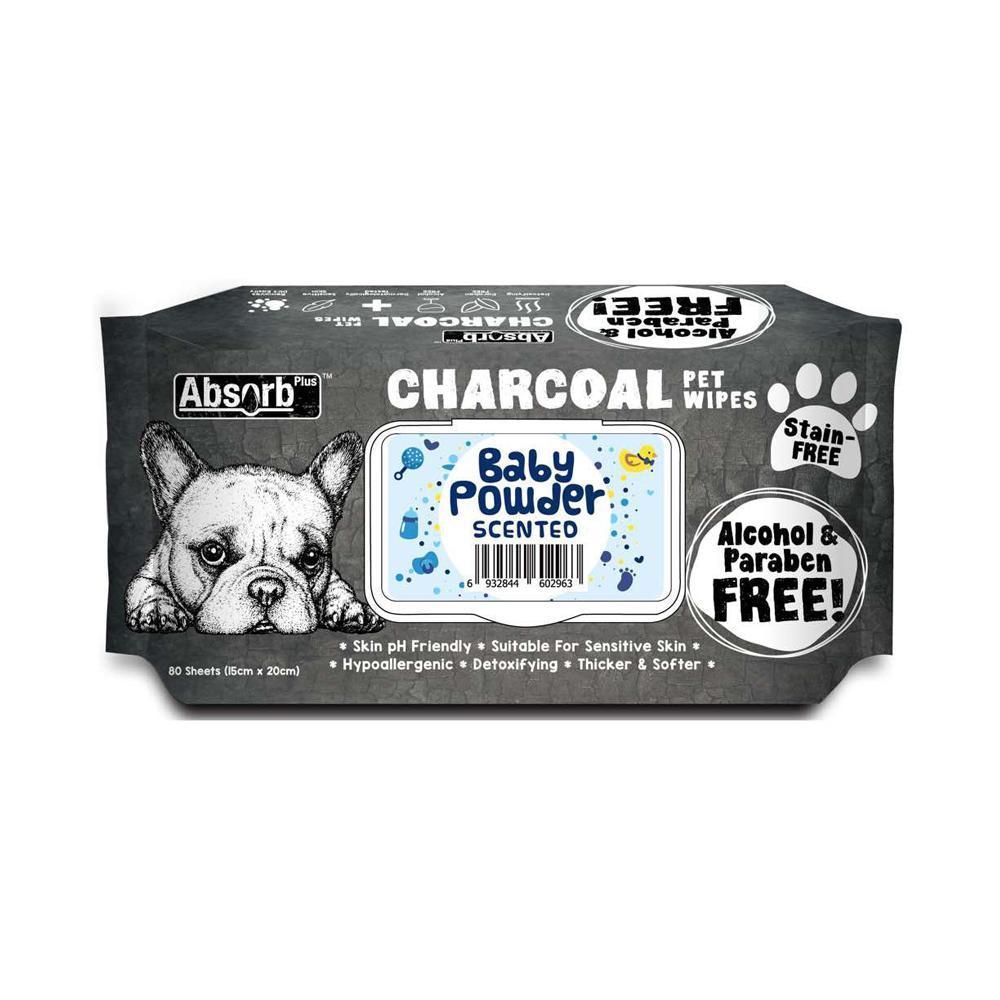 Kit Cat Absorb Plus Charcoal Baby Powder Scented Pet Wipes