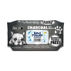 Kit Cat Absorb Plus Charcoal Baby Powder Scented Pet Wipes