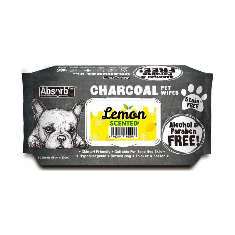 Kit Cat Absorb Plus Charcoal Lemon Scented Pet Wipes